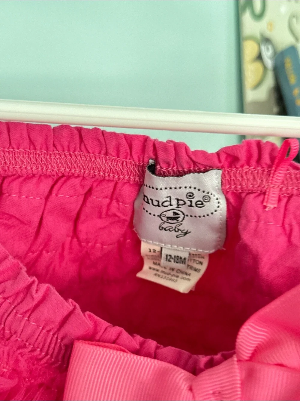 Mud Pie Hot Pink Tulle Ruffle Diaper Cover with Bow